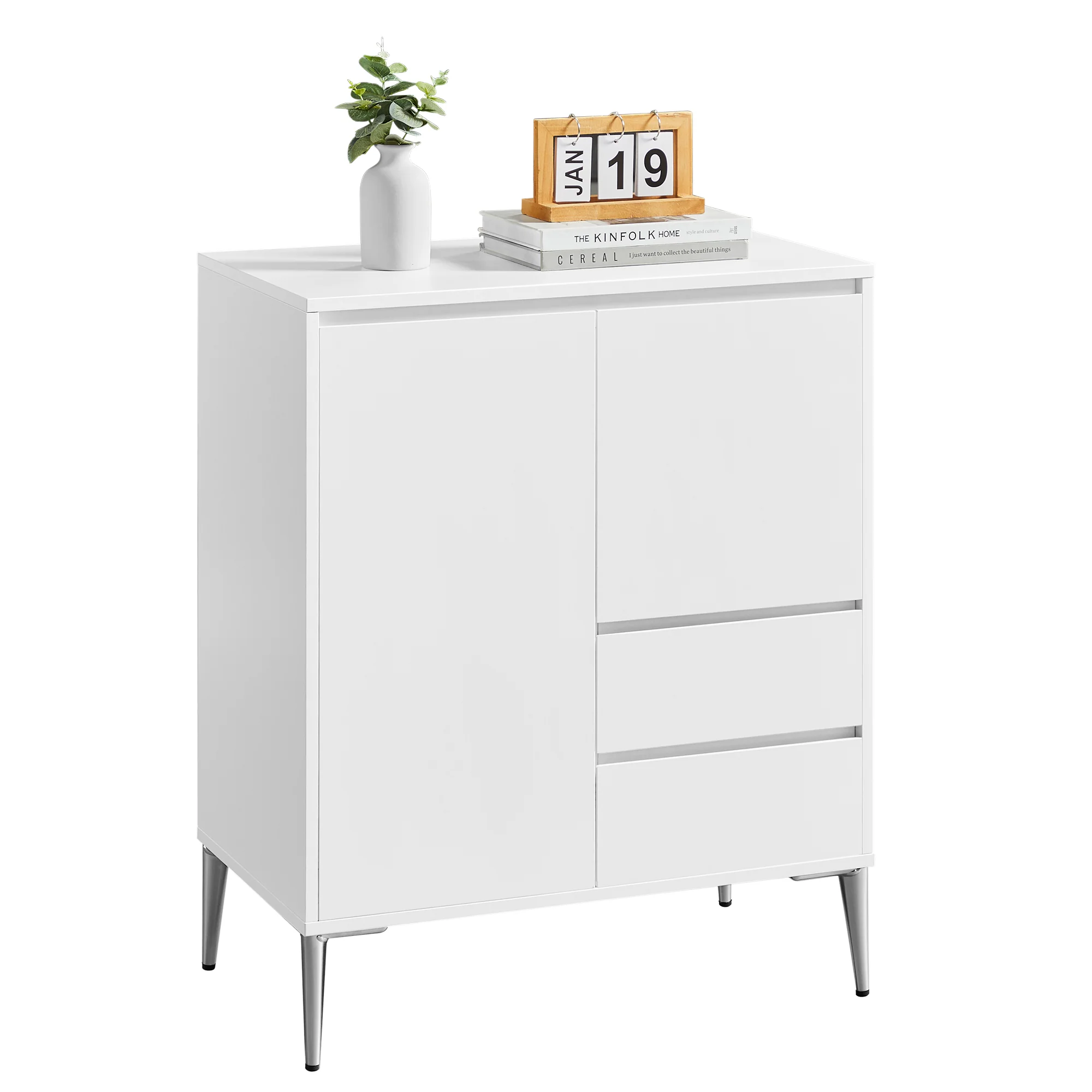 VASAGLE Sideboard, Buffet Cabinet with 2 Drawers, 2 Compartments with Doors and Height Adjustable Shelves