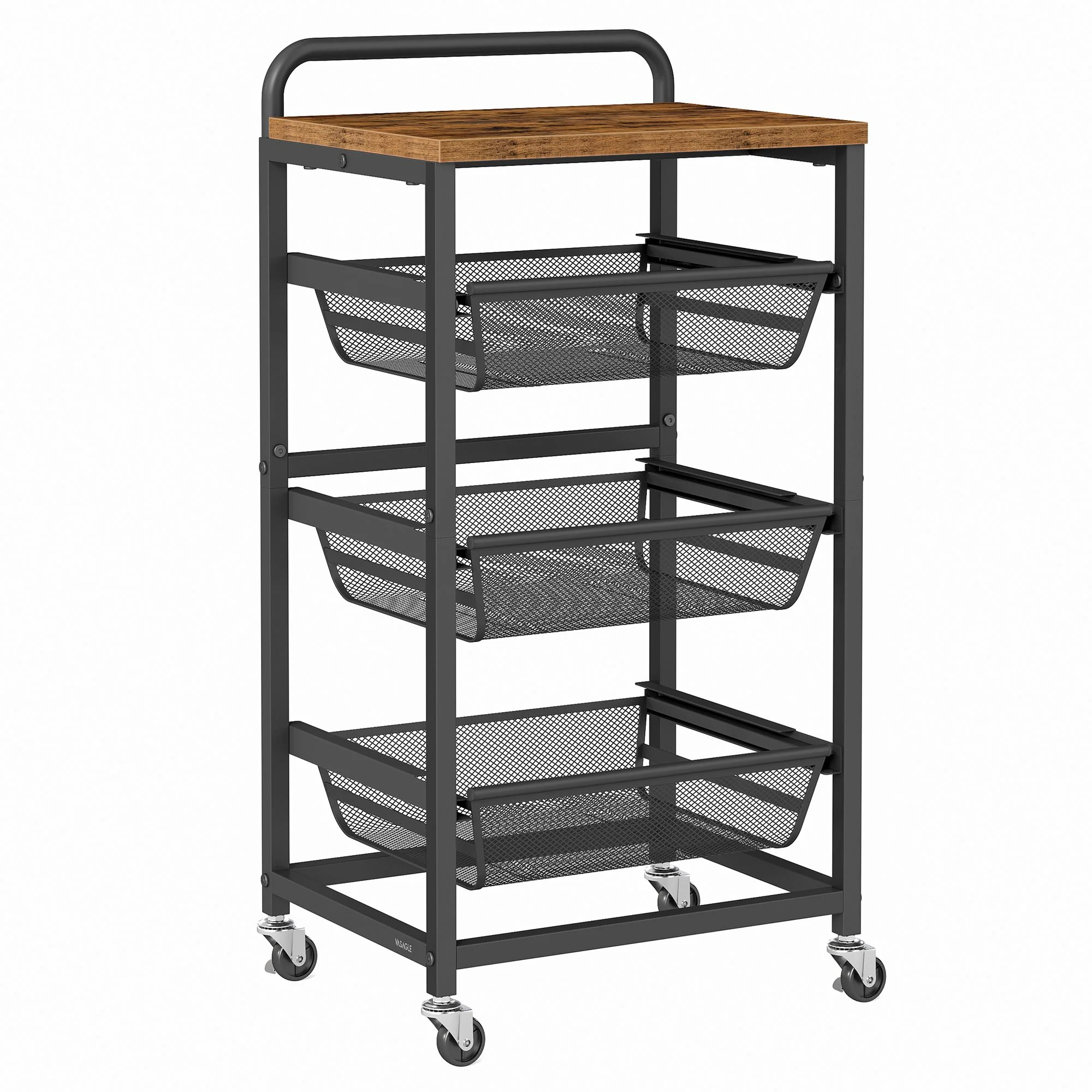 VASAGLE Storage Cart with Pull-Out Baskets