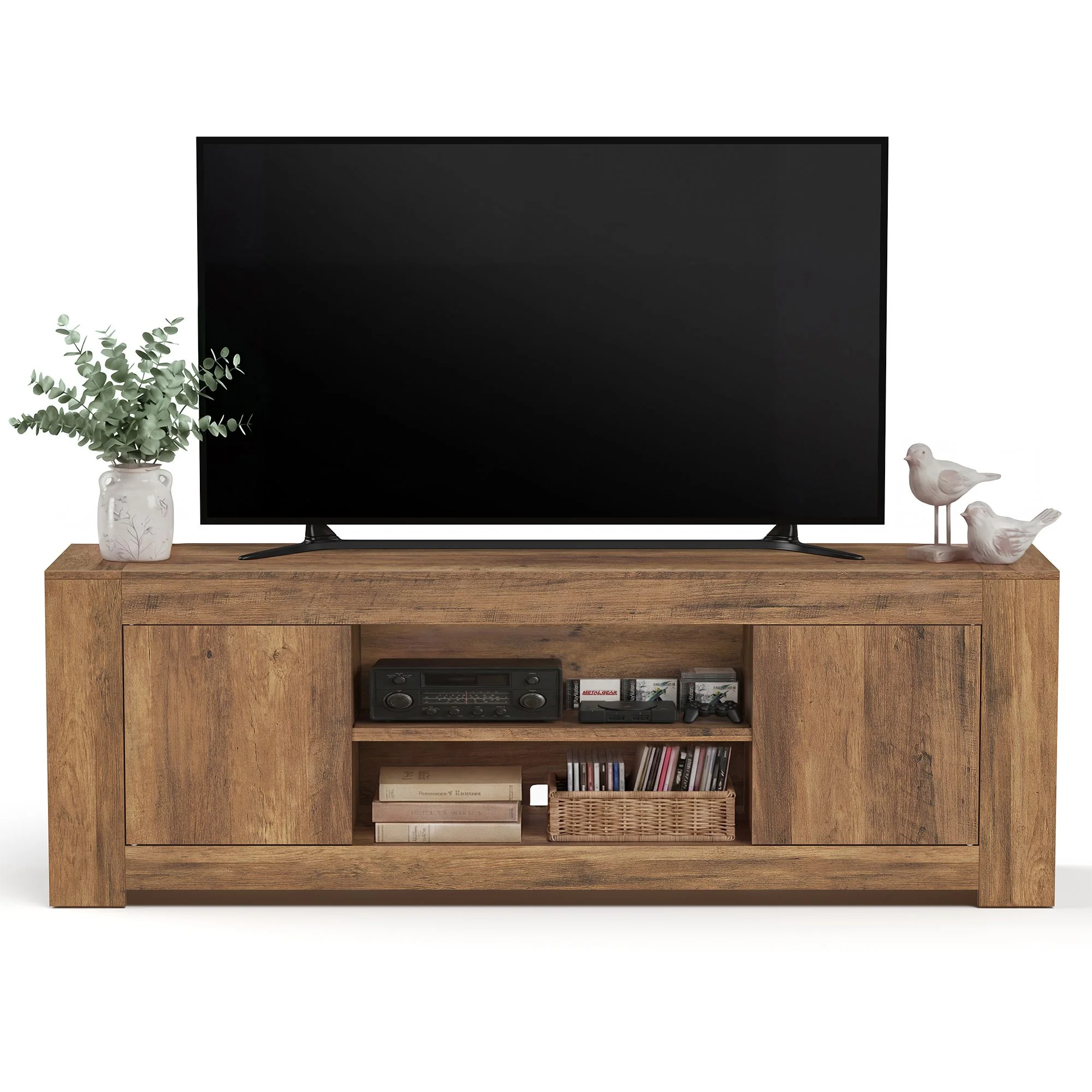 VASAGLE TV Stand, Farmhouse Entertainment Center with Storage Cabinets, Media Console Table for Living Room, Bedroom - Image 3