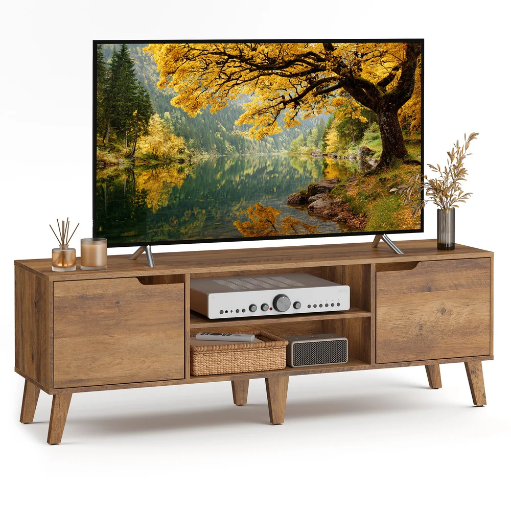 TV Stand for 65-Inch TVs, Entertainment Center with Adjustable Shelf, 58-Inch Long Media Console Table