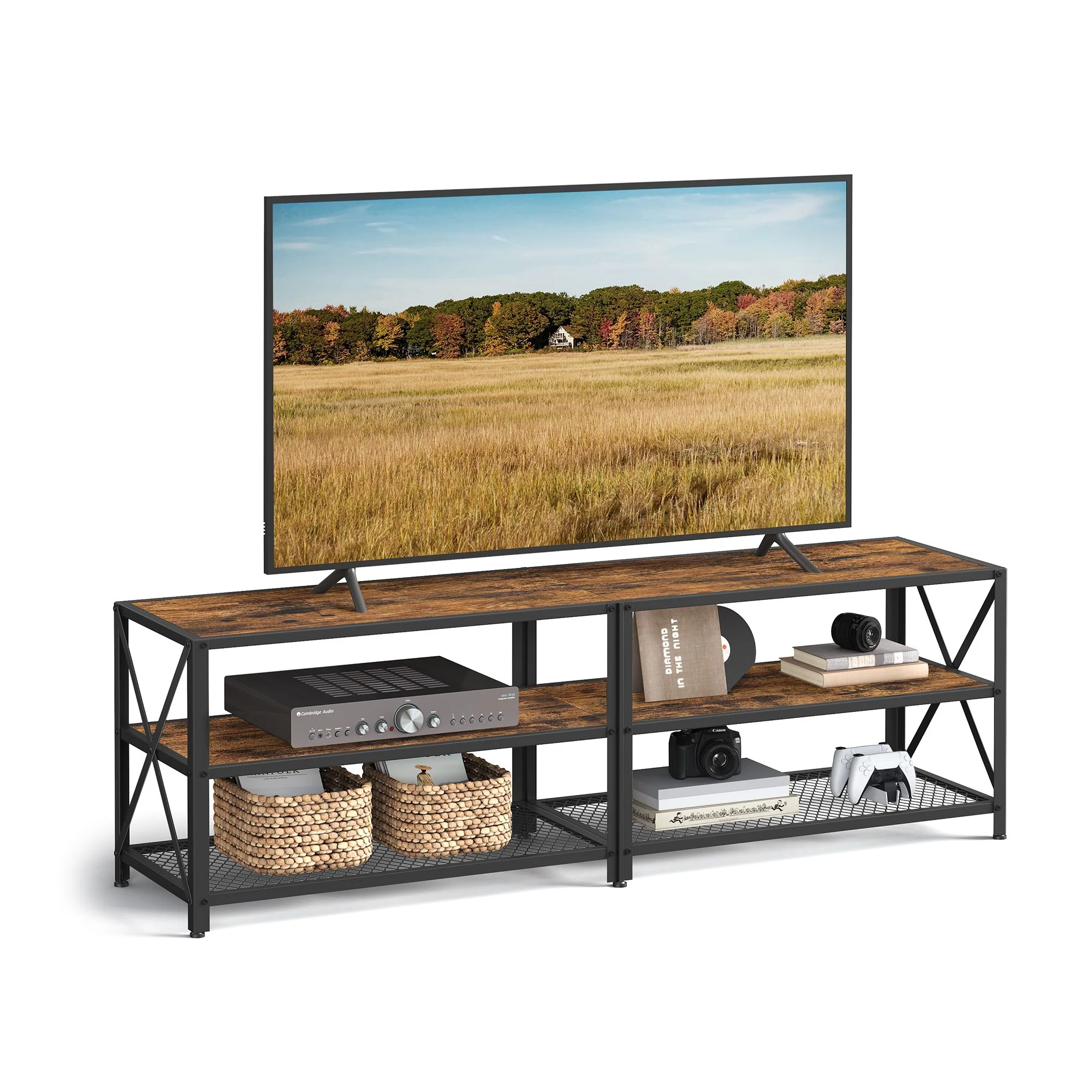 VASAGLE TV Stand, TV Console for TVs Up to 75 Inches, TV Table, 70.1 Inches Width, TV Cabinet with Storage Shelves