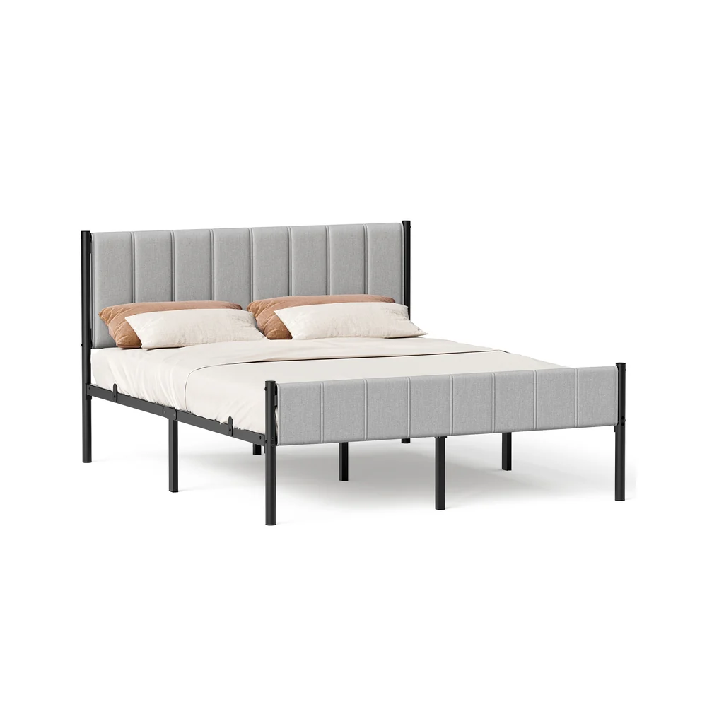 Upholstered metal bed frame with headboard and footboard - Image 2