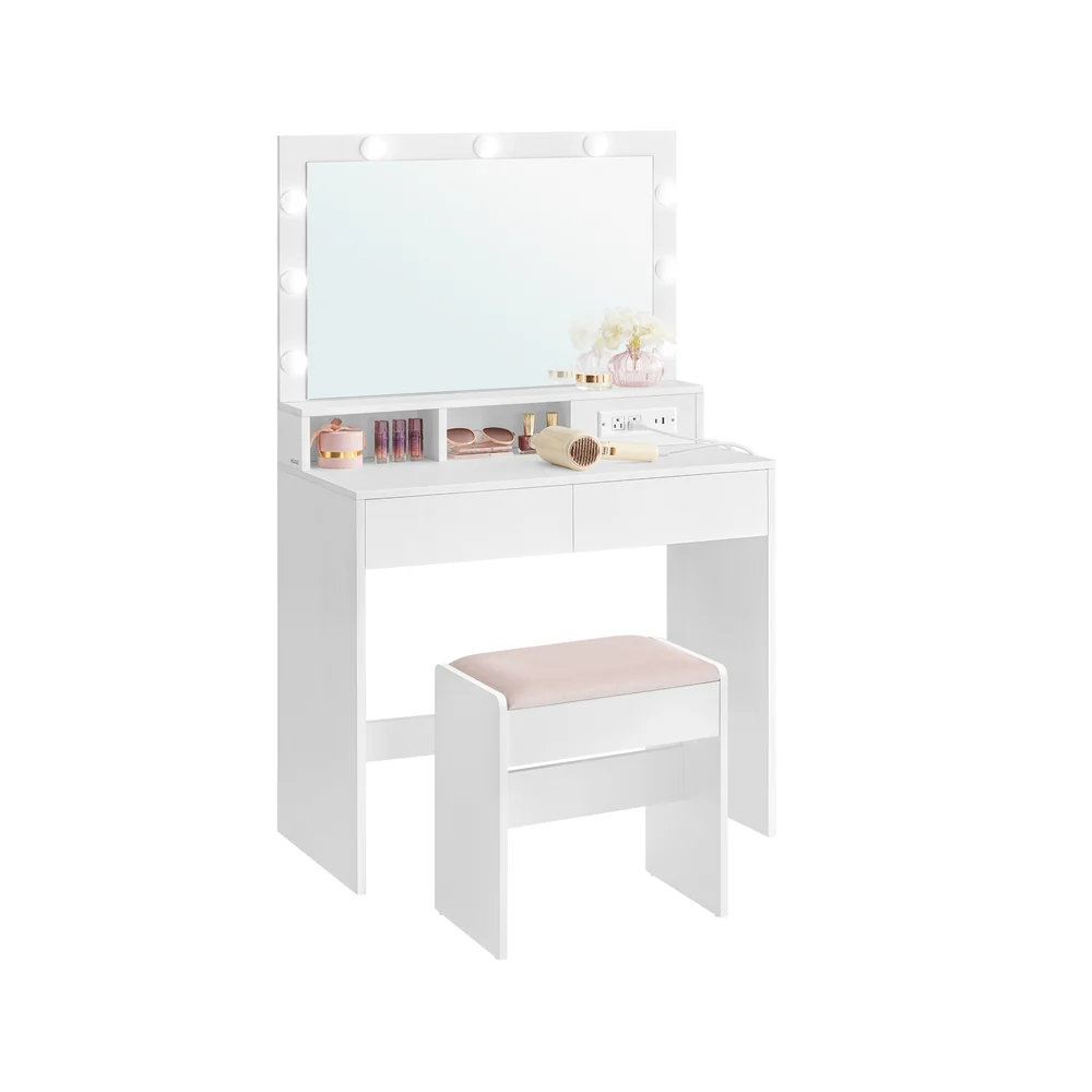 Kailyn Collection - Vanity Desk with Mirror and Lights - Image 4