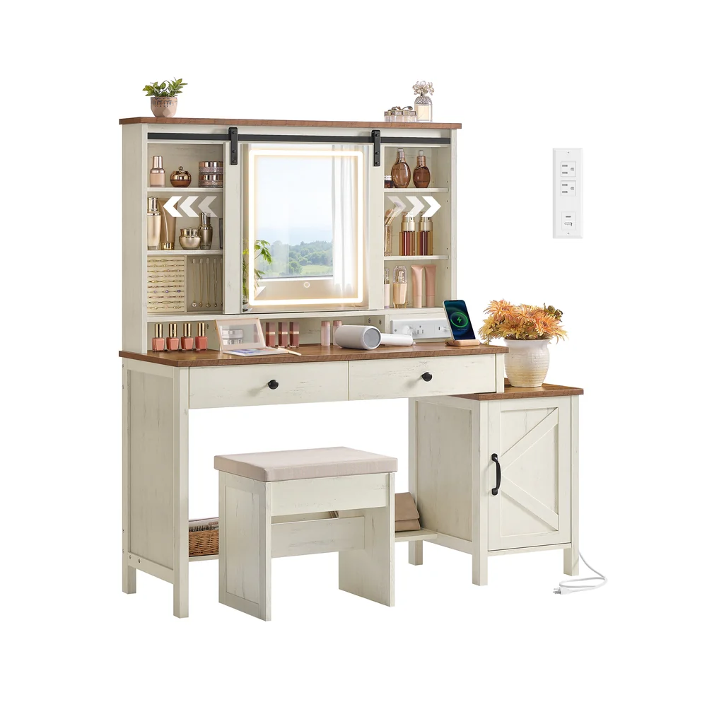 Kailyn Collection - Vanity Desk with Mirror and Lights - Image 5