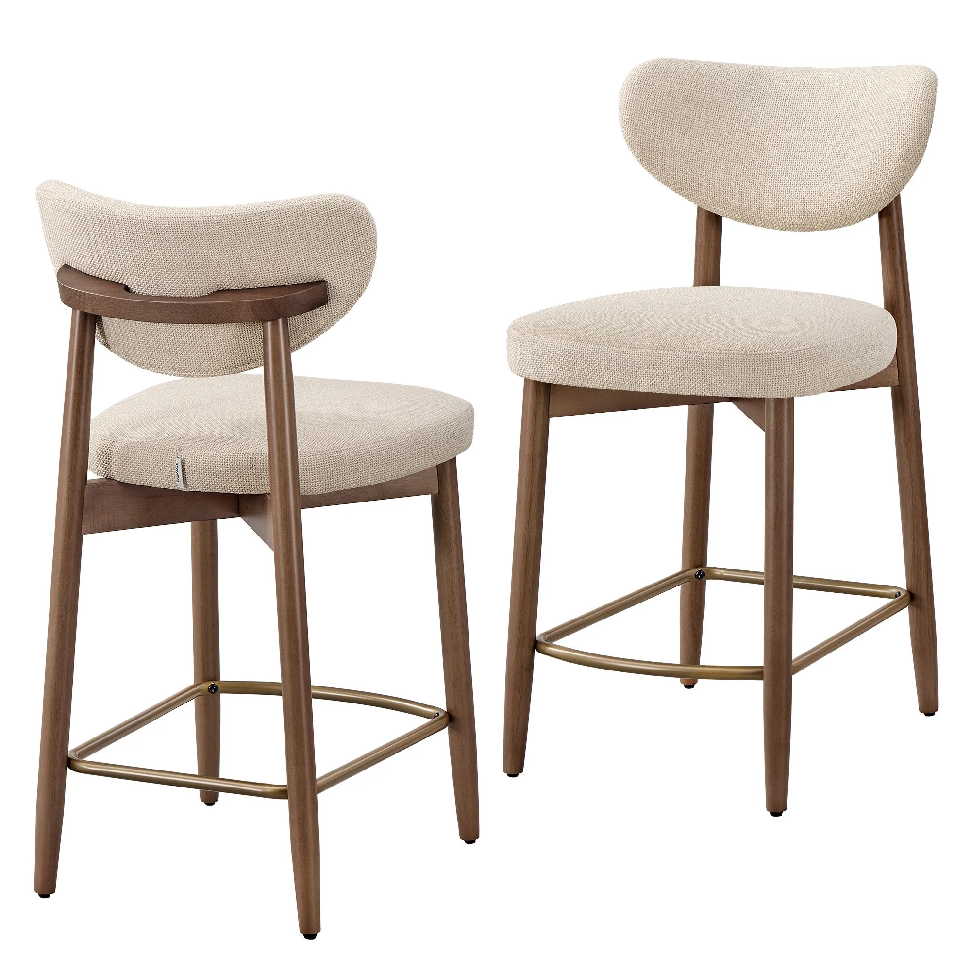 VASAGLE Wooden Bar Stools, Upholstered Counter Height Barstools - Image 2