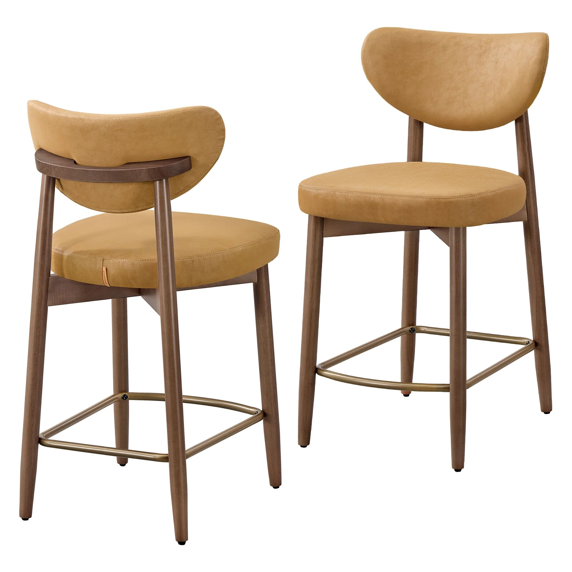VASAGLE Wooden Bar Stools, Upholstered Counter Height Barstools - Image 3