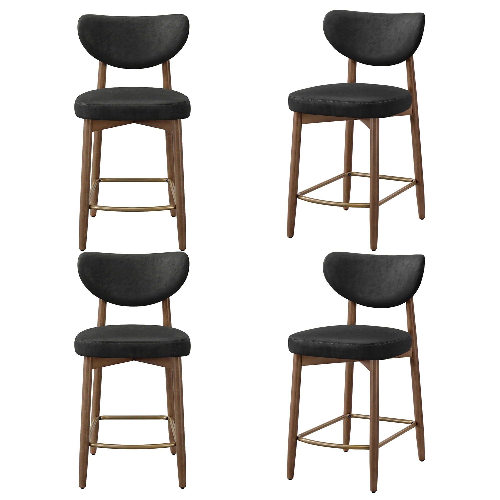 VASAGLE Wooden Bar Stools, Upholstered Counter Height Barstools - Image 4