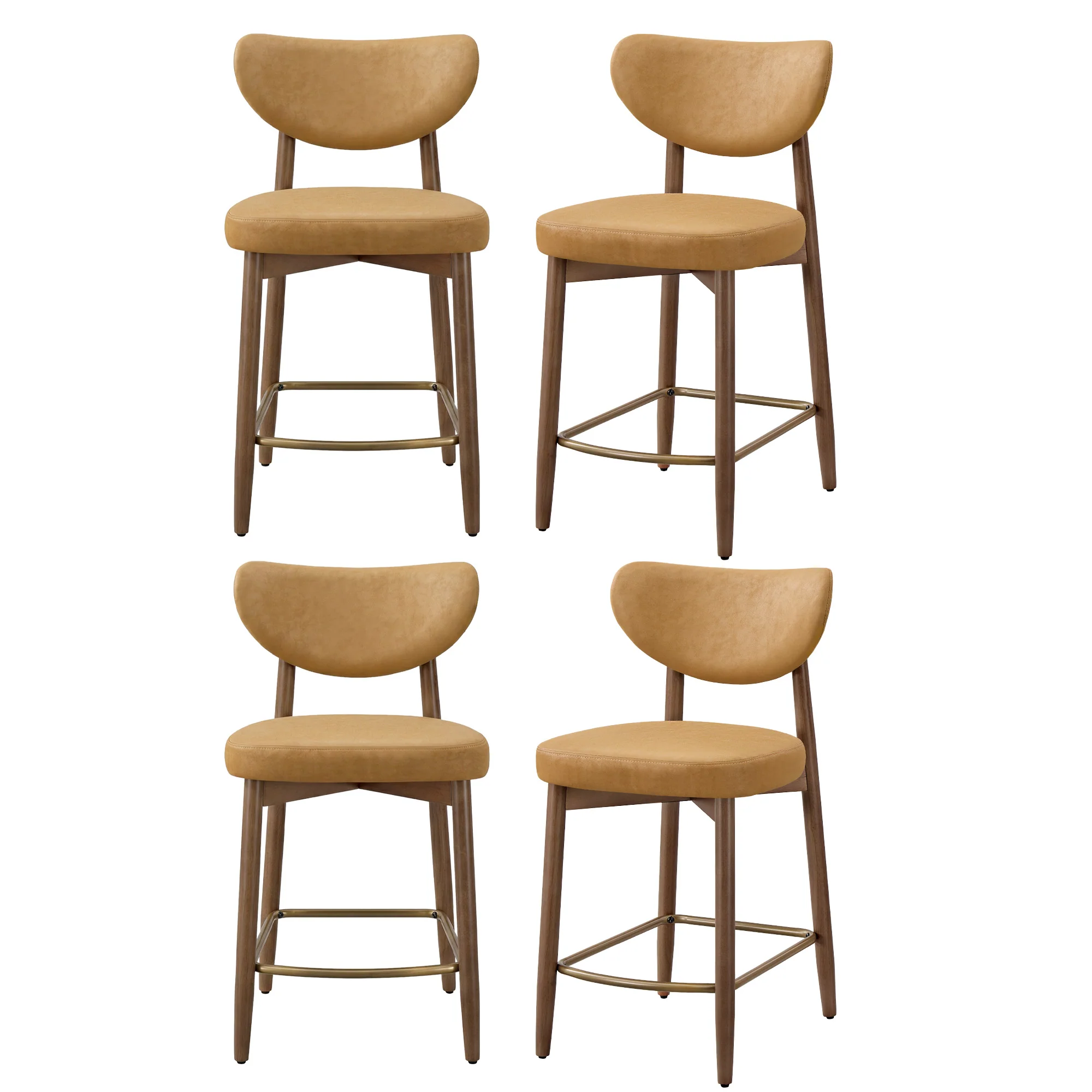 VASAGLE Wooden Bar Stools, Upholstered Counter Height Barstools - Image 6
