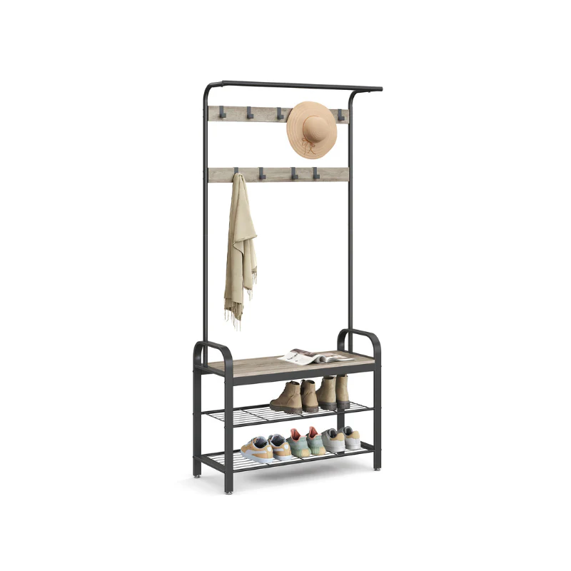 Vintage Coat Rack with Metal Frame - Image 4