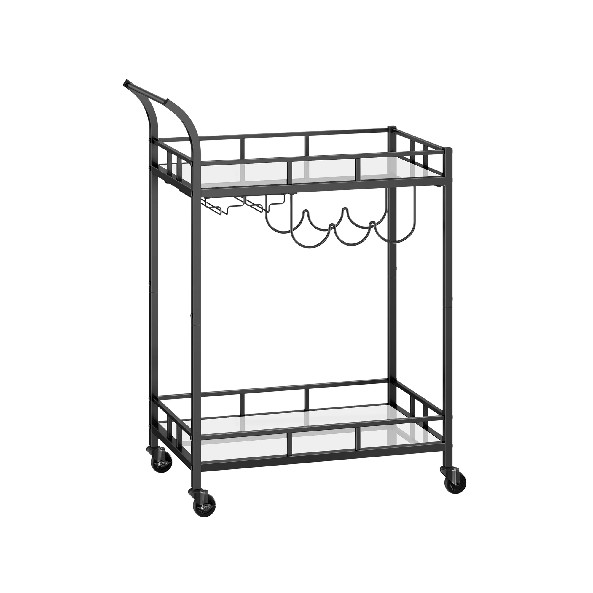 Wine Cart with 2 Mirrored Shelves - Image 3