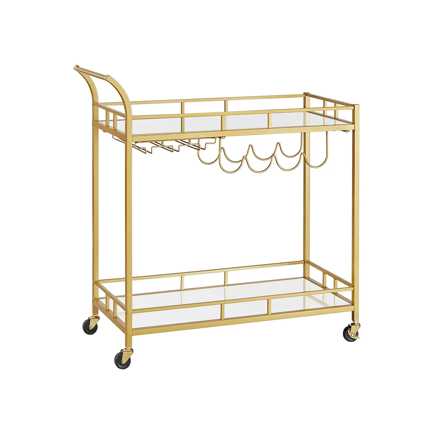 Wine Cart with 2 Mirrored Shelves - Image 4