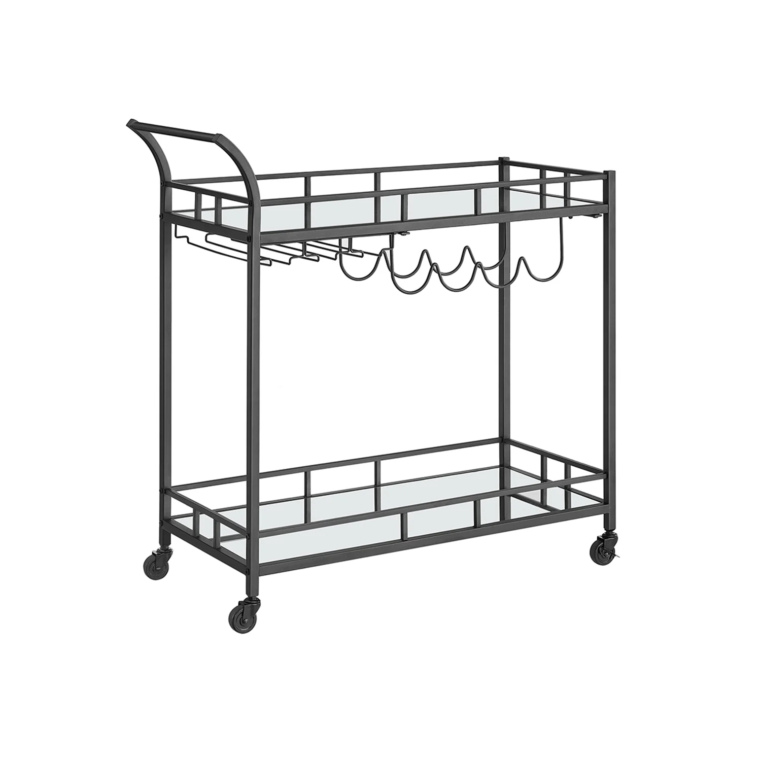 Wine Cart with 2 Mirrored Shelves - Image 5